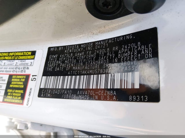 4T1C11AK4MU578306 Toyota CAMRY LE