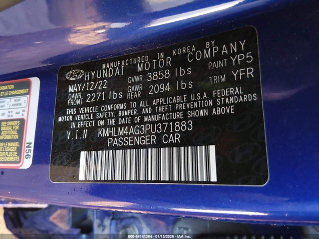 KMHLM4AG3PU371883 Hyundai ELANTRA SEL