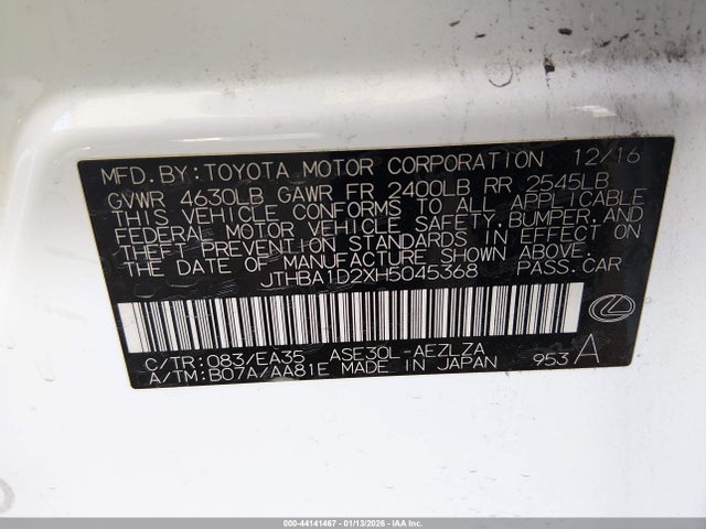 2017 LEXUS IS 200T JTHBA1D2XH5045368 Photo 8