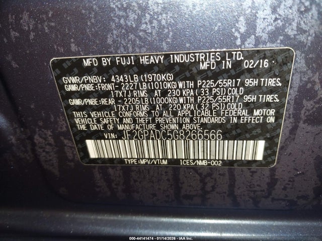 JF2GPADC5G8266566 Subaru Crosstrek 2.0i Premium