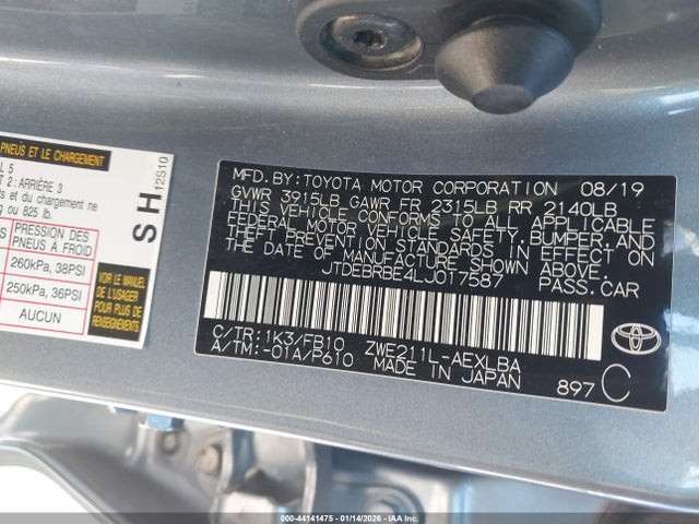 JTDEBRBE4LJ017587 Toyota Corolla Hybrid Le