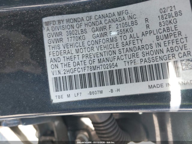 2HGFC1F78MH702954 Honda Civic Ex-l