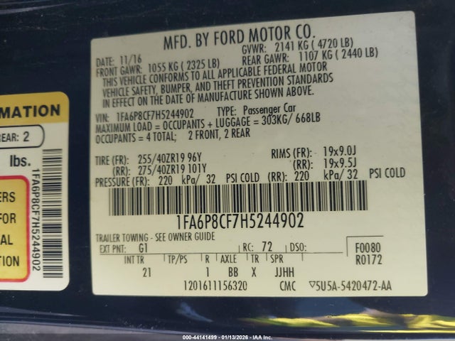 Ford MUSTANG GT 2017 1FA6P8CF7H5244902 Image 9