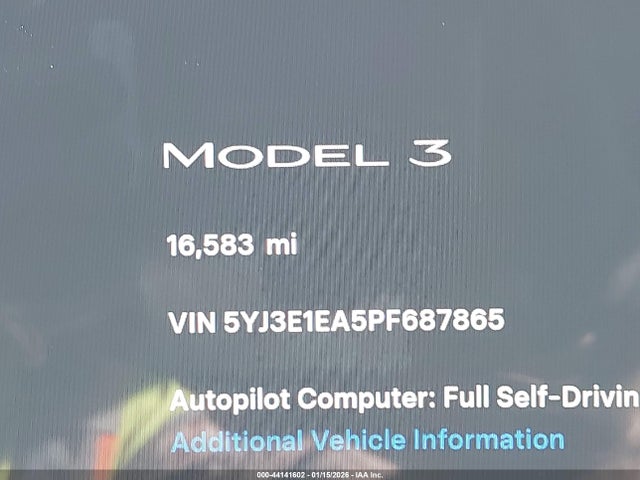 Aukcja sprzedaży 2023 Tesla Model 3 Rear-wheel Drive, vin: 5YJ3E1EA5PF687865, numer aukcji: 44141602