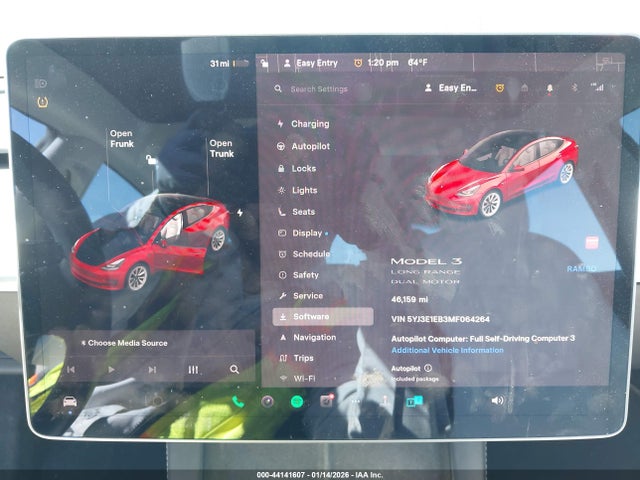 Aukcja sprzedaży 2021 Tesla Model 3 Long Range Dual Motor All-wheel Drive, vin: 5YJ3E1EB3MF064264, numer aukcji: 44141607