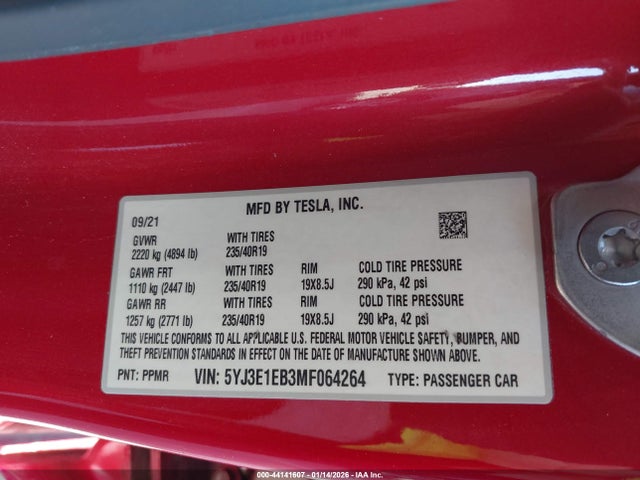 2021 TESLA MODEL 3 5YJ3E1EB3MF064264 Photo 8