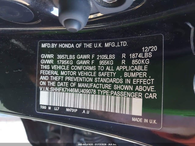 2021 HONDA CIVIC SHHFK7H46MU409078 Photo 8