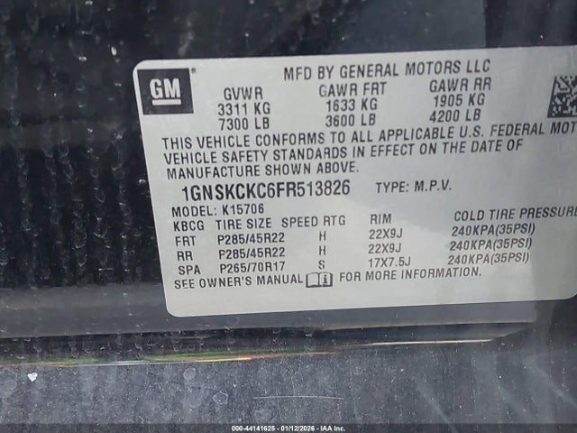 1GNSKCKC6FR513826 Chevrolet Tahoe Ltz