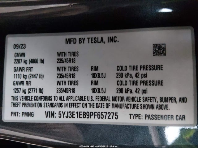 2023 TESLA MODEL 3 5YJ3E1EB9PF657275 Photo 8