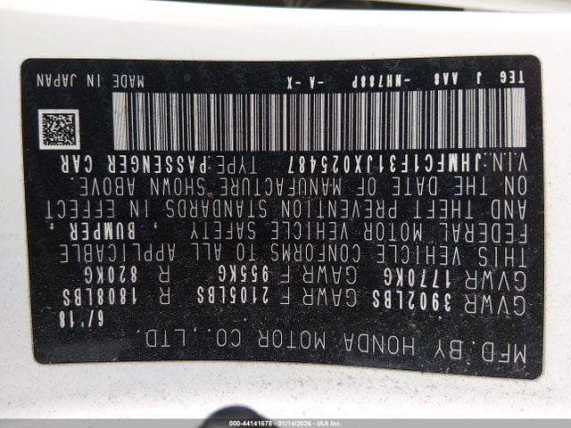 Honda Civic Ex-t 2018 JHMFC1F31JX025487 Image 9