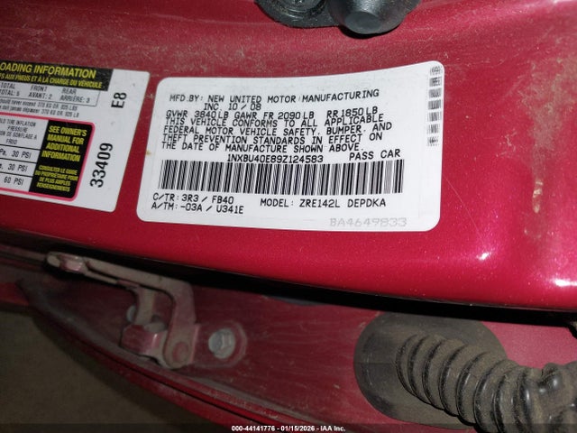 2009 TOYOTA COROLLA 1NXBU40E89Z124583 Photo 8