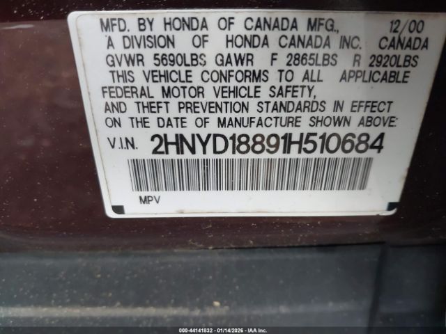 2001 ACURA MDX 2HNYD18891H510684 Photo 8