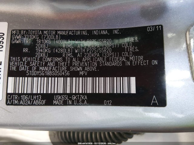 2011 TOYOTA SEQUOIA 5TDDY5G18BS050456 Photo 8