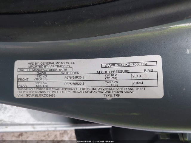 1GCVKSEJ7FZ302466 Chevrolet Silverado 1500 1lz/2lz