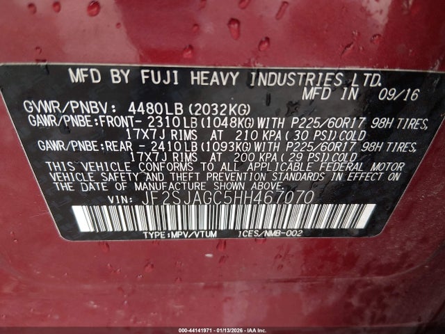 2017 SUBARU FORESTER JF2SJAGC5HH467070 Photo 8