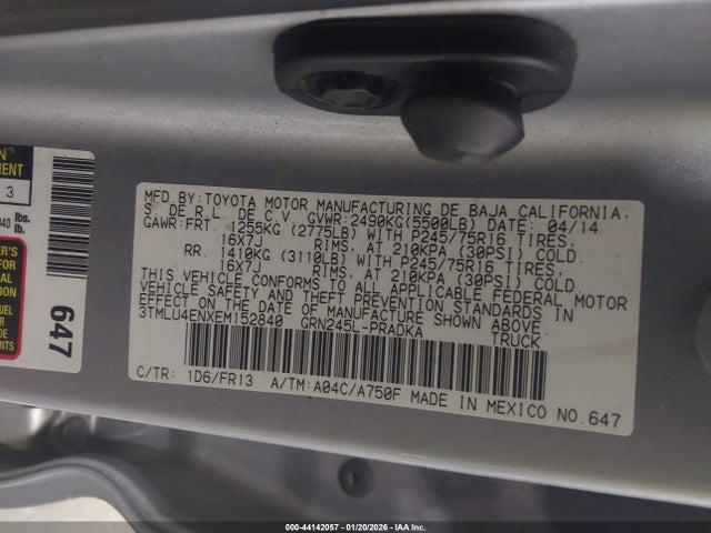 Toyota Tacoma Base V6 2014 3TMLU4ENXEM152840 Image 9