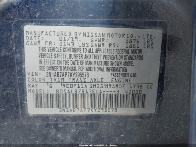 3N1AB7AP7KY295578 Nissan SENTRA S