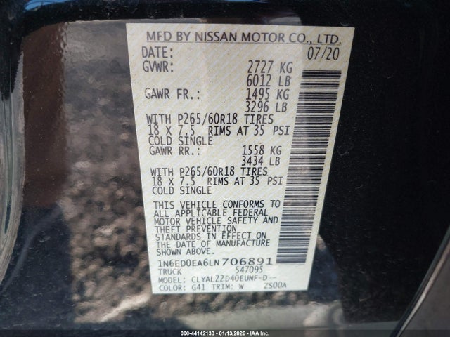 Nissan Frontier Sv 4x2 2020 1N6ED0EA6LN706891 Image 9