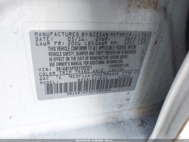 3N1AB7AP5GY282321 Nissan SENTRA SV
