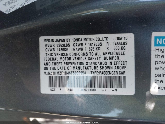 2015 HONDA CR-Z JHMZF1D46FS002954 Photo 8