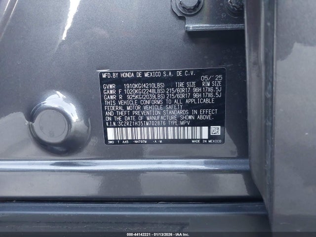 3CZRZ1H35TM702876 Honda Hr-v 2wd Lx