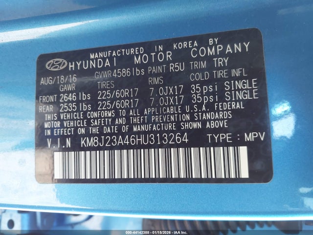 KM8J23A46HU313264 Hyundai TUCSON SE
