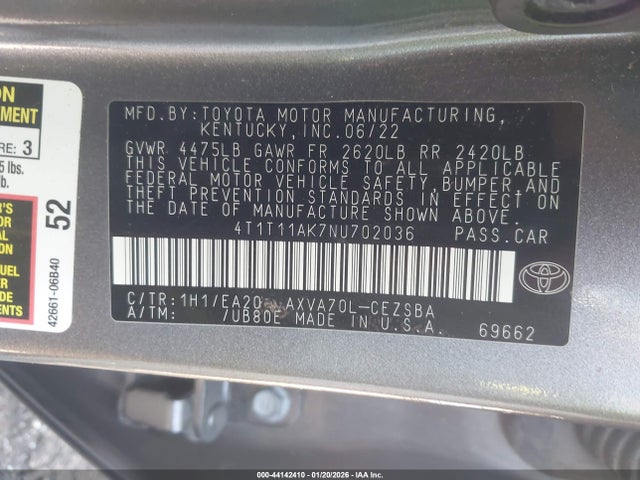 4T1T11AK7NU702036 Toyota CAMRY SE