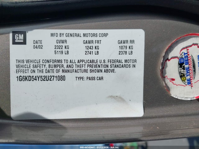 2002 CADILLAC DEVILLE 1G6KD54Y52U271080 Photo 8