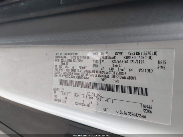 1FTYE1C8XLKB50184 Ford Transit-150