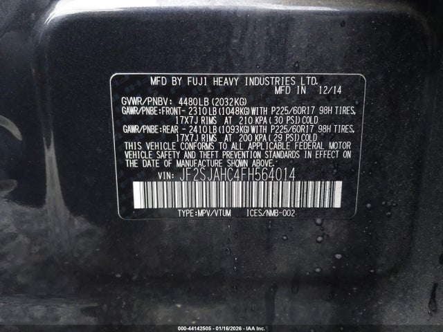 JF2SJAHC4FH564014 Subaru Forester 2.5i Limited