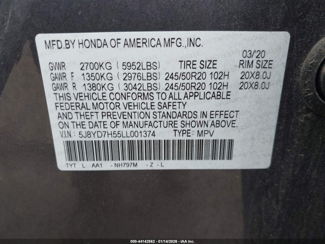 2020 ACURA MDX SPORT HYBRID 5J8YD7H55LL001374 Photo 8