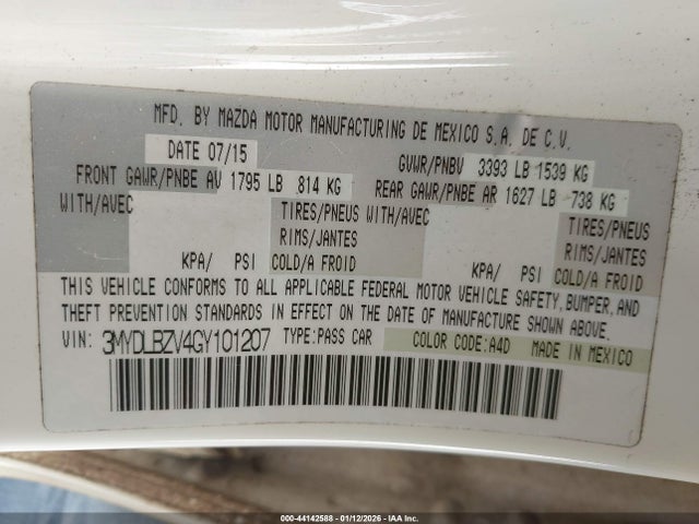 3MYDLBZV4GY101207 Scion IA