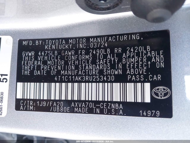 4T1C11AK3RU253430 Toyota CAMRY LE