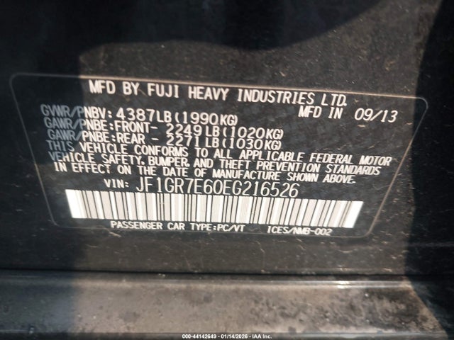 Subaru Impreza Wrx Premium 2014 JF1GR7E60EG216526 Image 9