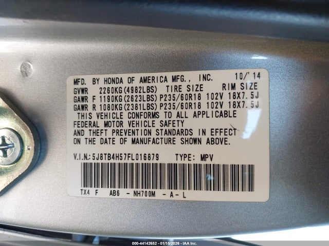 2015 ACURA RDX 5J8TB4H57FL016879 Photo 8