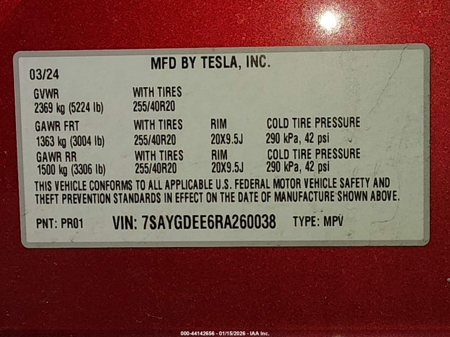 2024 TESLA MODEL Y 7SAYGDEE6RA260038 Photo 8