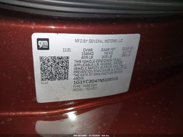 1G1YC2D47N5108315 Chevrolet CORVETTE STINGRAY