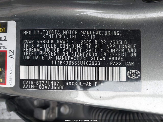 2011 TOYOTA AVALON 4T1BK3DB5BU403933 Photo 8