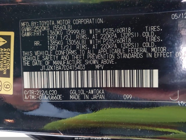 Продажа на аукционе авто 2013 Lexus Rx 350, vin: JTJZK1BA7D2415403, номер лота: 44142711