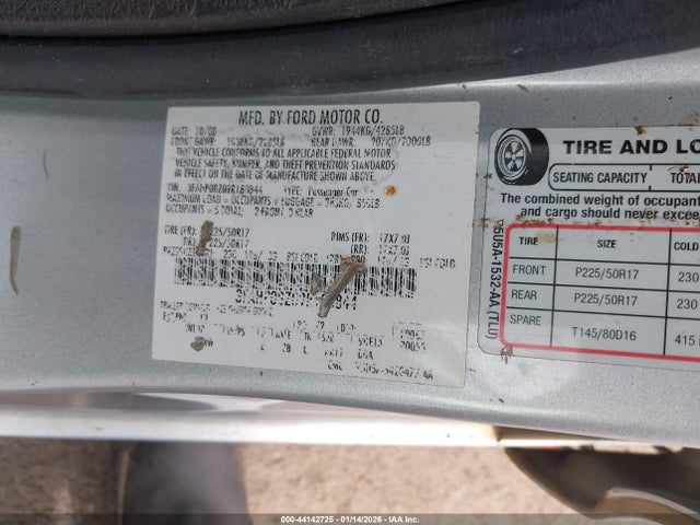 Продажа на аукционе авто 2009 Ford Fusion Sel, vin: 3FAHP08Z09R180844, номер лота: 44142725
