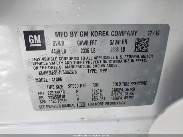 Aukcja sprzedaży 2020 Buick Encore Gx Awd Select, vin: KL4MMESL4LB082375, numer aukcji: 44142746