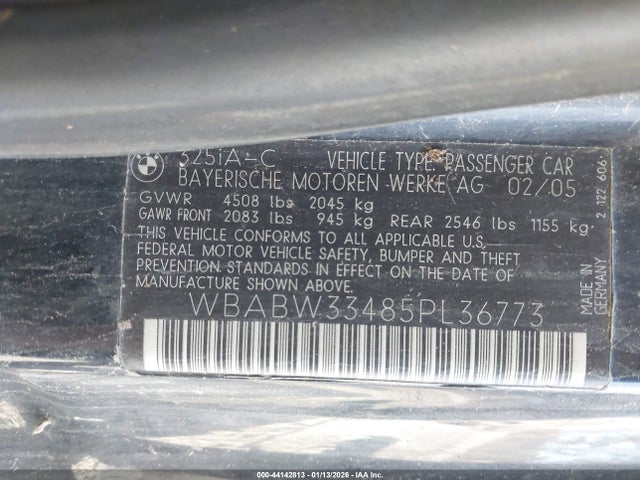 Продаж на аукціоні авто 2005 Bmw 325ci, vin: WBABW33485PL36773, номер лоту: 44142813