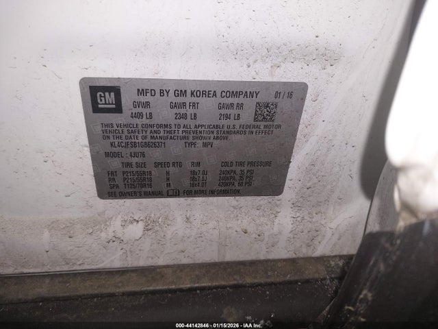Aukcja sprzedaży 2016 Buick Encore Convenience, vin: KL4CJFSB1GB626371, numer aukcji: 44142846