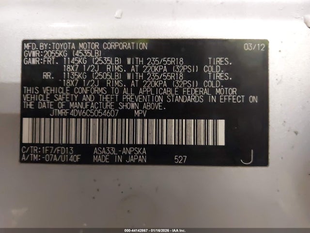 2012 TOYOTA RAV4 JTMRF4DV6C5054607 Photo 8