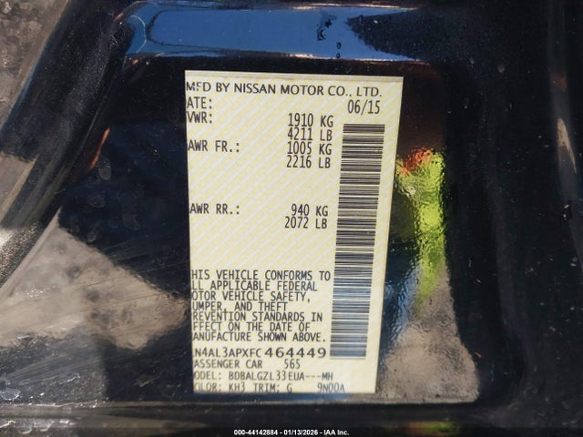 Nissan Altima 2.5 S 2015 1N4AL3APXFC464449 Image 9