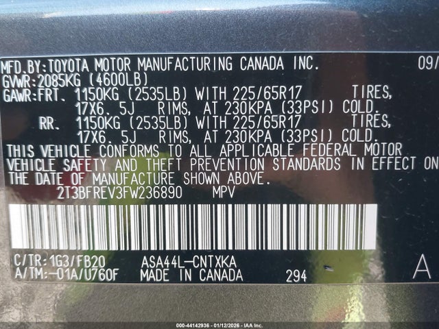 Toyota RAV4 LE 2015 2T3BFREV3FW236890 Image 9
