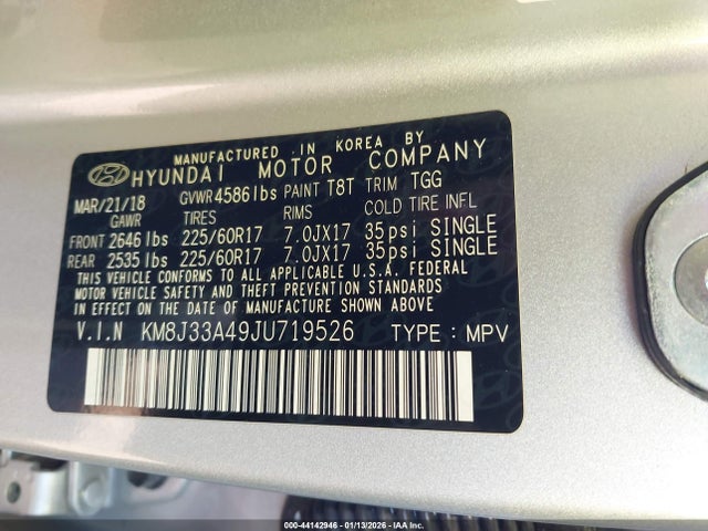 2018 HYUNDAI TUCSON KM8J33A49JU719526 Photo 8