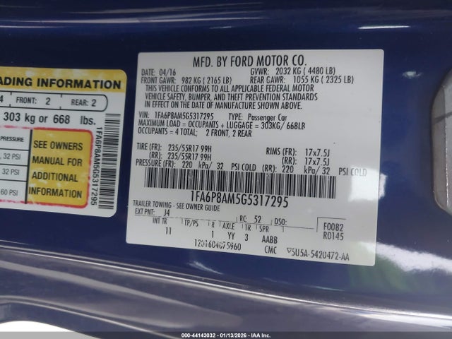 1FA6P8AM5G5317295 Ford Mustang V6