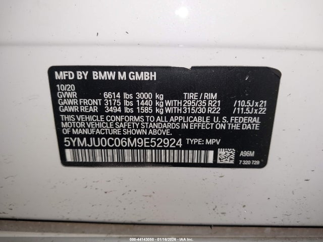 2021 BMW X5 M 5YMJU0C06M9E52924 Photo 8