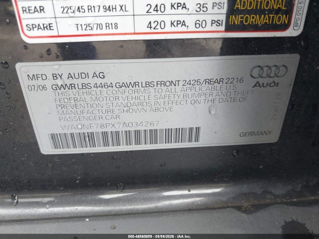 2007 AUDI A3 WAUNF78PX7A034267 Photo 8
